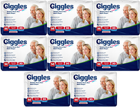 Giggles Hasta Bezi Yetişkin Bel Bantlı Tekstil Yüzey Orta - Medium (M) 240 Adet (8PK*30)