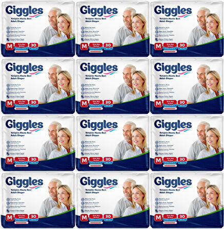 Giggles Hasta Bezi Yetişkin Bel Bantlı Tekstil Yüzey Orta - Medium (M) 360 Adet (12PK*30)