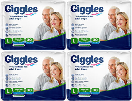 Giggles Hasta Bezi Yetişkin Bel Bantlı Tekstil Yüzey Büyük - Large (L) 120 Adet (4PK*30)