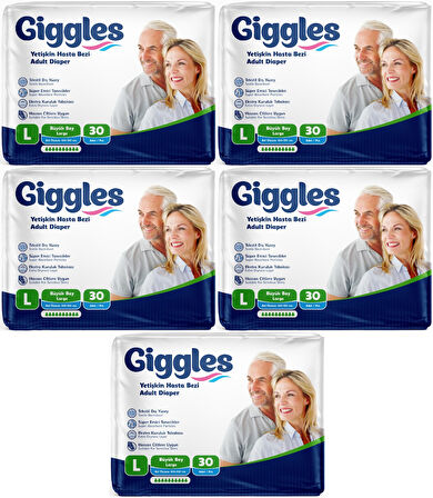 Giggles Hasta Bezi Yetişkin Bel Bantlı Tekstil Yüzey Büyük - Large (L) 150 Adet (5PK*30)