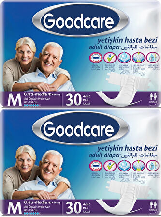 Goodcare Hasta Bezi Yetişkin Bel Bantlı Tekstil Yüzey M Medium - Orta 60 Adet (2PK*30)