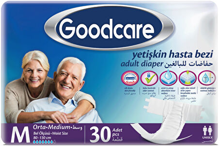 Goodcare Hasta Bezi Yetişkin Bel Bantlı Tekstil Yüzey M Medium - Orta 60 Adet (2PK*30)