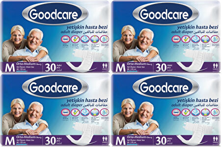 Goodcare Hasta Bezi Yetişkin Bel Bantlı Tekstil Yüzey M Medium - Orta 120 Adet (4PK*30)