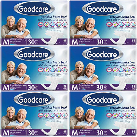 Goodcare Hasta Bezi Yetişkin Bel Bantlı Tekstil Yüzey M Medium - Orta 180 Adet (6PK*30)