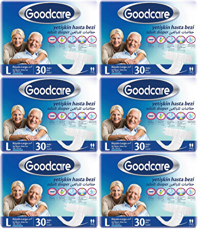 Goodcare Hasta Bezi Yetişkin Bel Bantlı Tekstil Yüzey L Large - Büyük 180 Adet (6PK*30)