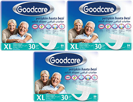 Goodcare Hasta Bezi Yetişkin Bel Bantlı Tekstil Yüzey XL Extra Large - Ekstra Büyük 90 Adet (3PK*30)