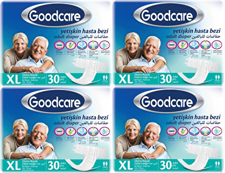 Goodcare Hasta Bezi Yetişkin Bel Bantlı Tekstil Yüzey XL Extra Large- Ekstra Büyük 120 Adet (4PK*30)