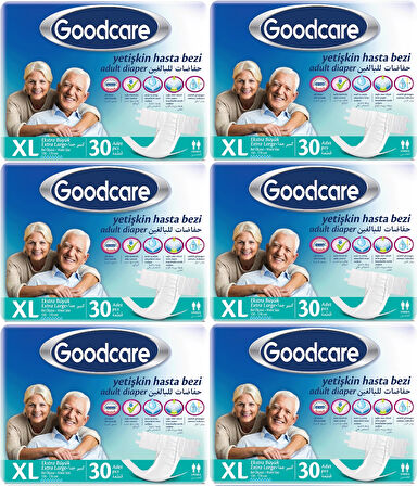 Goodcare Hasta Bezi Yetişkin Bel Bantlı Tekstil Yüzey XL Extra Large- Ekstra Büyük 180 Adet (6PK*30)