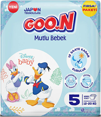 Goon Mutlu Bebek Bebek Bezi Beden:5 (12-20Kg) Junior 400 Adet Avantaj Fırsat Pk