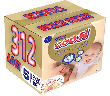Goon Premium Soft Bebek Bezi Beden:5 (12-20Kg) Junior 312 Adet Ekstra Fırsat Pk