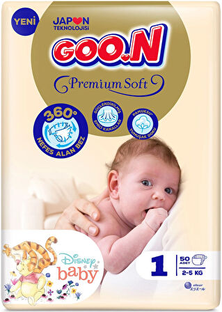 Goon Premium Soft Bebek Bezi Beden:1 (2-5Kg) Yeni Doğan 300 Adet Jumbo Ekstra Pk