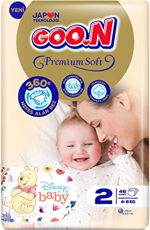 Goon Premium Soft Bebek Bezi Beden:2 (4-8Kg) Mini 276 Adet Jumbo Ekstra Pk