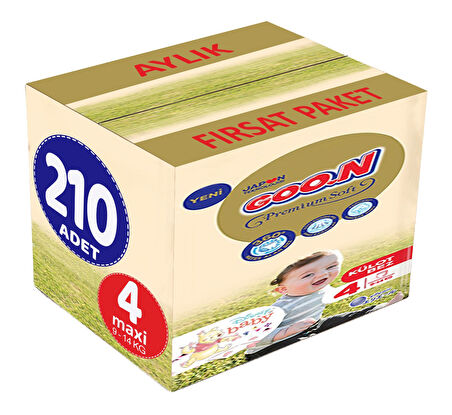 Goon Premium Soft Külot Bebek Bezi Beden:4 (9-14Kg) Maxi 210 Adet Aylık Fırsat Pk