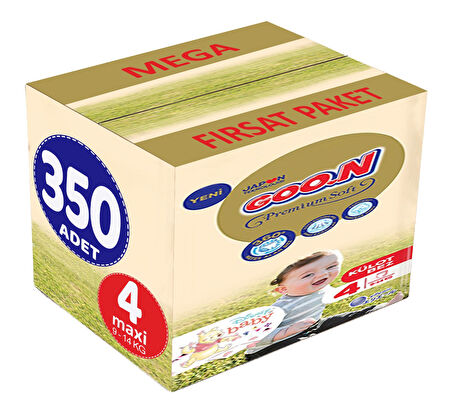 Goon Premium Soft Külot Bebek Bezi Beden:4 (9-14Kg) Maxi 350 Adet Mega Fırsat Pk