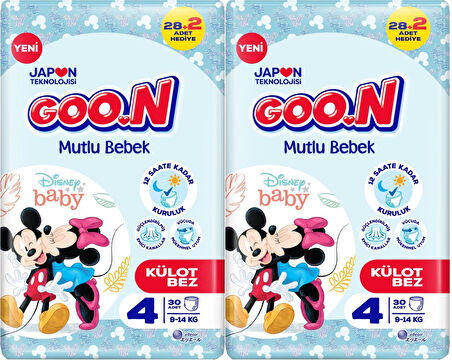 Goon Mutlu Bebek Külot Bebek Bezi Beden:4 (9-14KG) Maxi 60 Adet Jumbo Ekonomik Pk