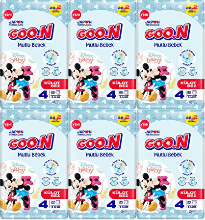 Goon Mutlu Bebek Külot Bebek Bezi Beden:4 (9-14KG) Maxi 180 Adet Jumbo Ekstra Pk