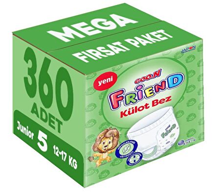 Goon Friend Külot Bebek Bezi Beden:5 (12-17KG) Junior 360 Adet Mega Fırsat Pk