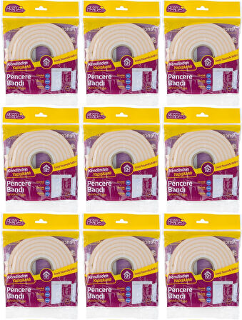 GreenLeaves Süngerli Pencere Bandı 5 Metre (9 Lu Set)