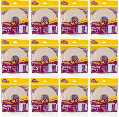 GreenLeaves Süngerli Pencere Bandı 5 Metre (12 Li Set)