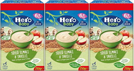 Hero Baby Kaşık Maması 250GR Sütlü Elmalı 8 Tahıllı (Avantaj Pk) (3 Lü Set)