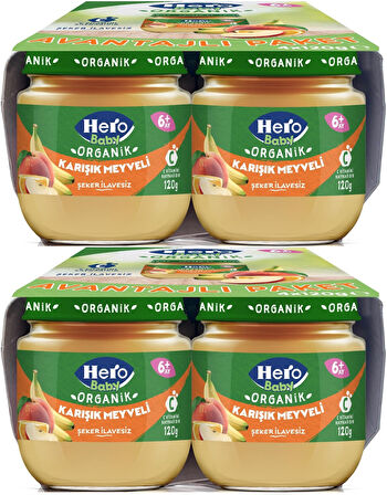 Hero Baby Kavanoz Maması 120GR Avantaj Pk (8 Li Set) Karışık Meyveli (2PK*4)