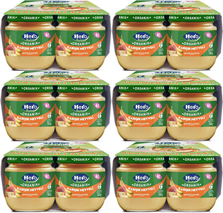 Hero Baby Kavanoz Maması 120GR Avantaj Pk (24 Lü Set) Karışık Meyveli (6PK*4)