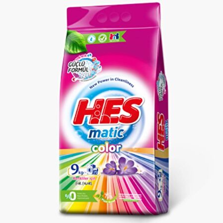 HES Matik Toz Çamaşır Deterjanı 18KG Color/Renkliler (144 Yıkama) (2PK*9KG)