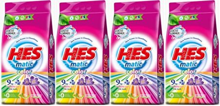 HES Matik Toz Çamaşır Deterjanı 36KG Color/Renkliler (288 Yıkama) (4PK*9KG)