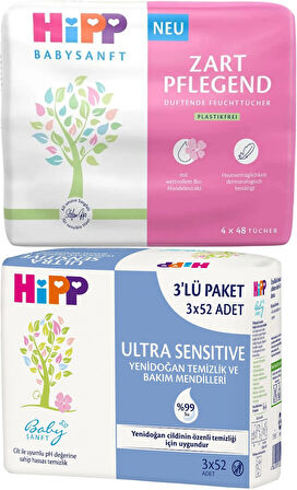 Hipp Baby Sanft Islak Havlu Mendil Karma Sensitive Yeni Doğan + Klasik 7 Li Set 348 Yaprak