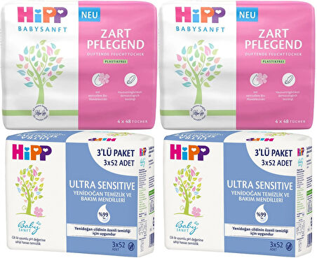Hipp Baby Sanft Islak Havlu Mendil Karma Sensitive Yeni Doğan + Klasik 14 Lü Set 696 Yaprak
