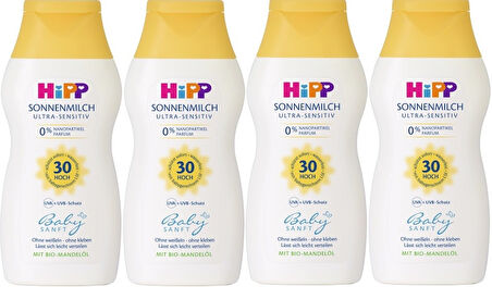 Hipp Babysanft Bebek Güneş Sütü 200Ml (30 Faktör) (4 Lü Set)