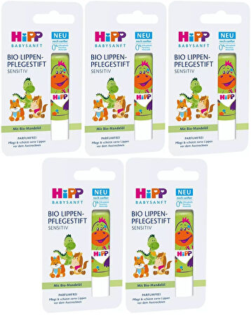 Hipp Babysanft Organik Dudak Nemlendiricisi Ultra Sensıtıv 4.8GR (Yeşil) (5 Li Set)