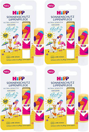 Hipp Babysanft Güneş Koruyucu Dudak Nemlendiricisi Ultra Sensıtıv 4.8GR (Sarı-Pembe) (4 Lü Set)