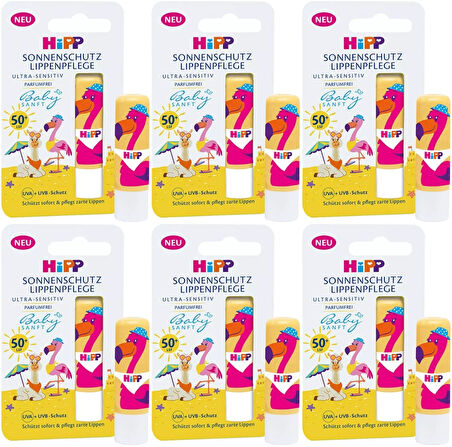Hipp Babysanft Güneş Koruyucu Dudak Nemlendiricisi Ultra Sensıtıv 4.8GR (Sarı-Pembe) (6 Lı Set)