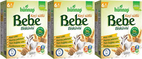 Hünnap Bebe Bisküvisi Keçi Sütlü 400GR 3 lü Set (Toplam 1200GR)