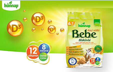 Hünnap Bebe Bisküvisi Keçi Sütlü 400GR 3 lü Set (Toplam 1200GR)