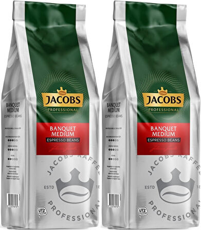 Jacobs Banquet Medium Çekirdek Kahve 1KG (Espresso Beans) (2 Li Set)