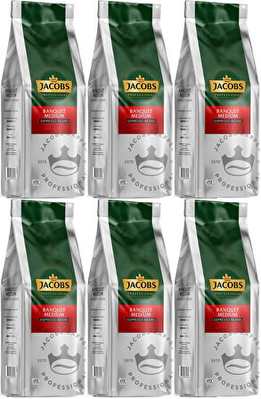 Jacobs Banquet Medium Çekirdek Kahve 1KG (Espresso Beans) (6 Lı Set)