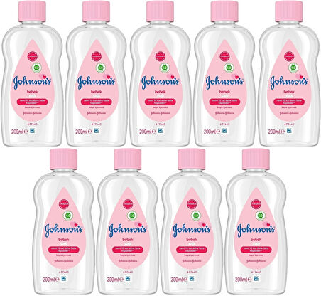 Johnsons Baby Bebek Yağı 200ML Nemlendirici (Pembe) (9 Lu Set)