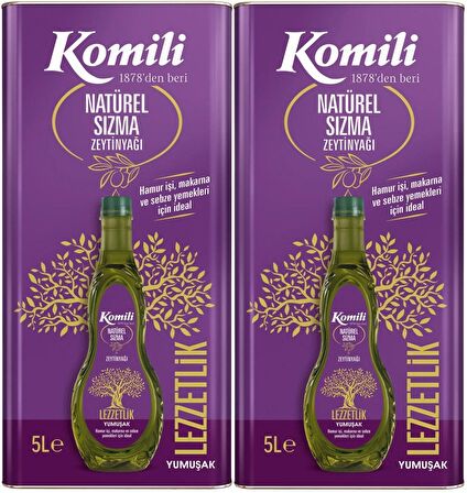 Komili Zeytinyağı 10LT Natural Ege Sızması (Teneke) (2PK*5LT)