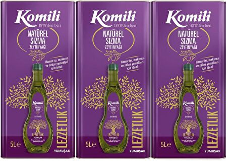 Komili Zeytinyağı 15LT Natural Ege Sızması (Teneke) (3PK*5LT)