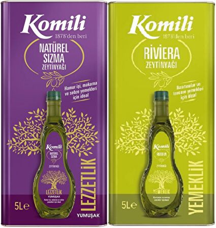 Komili Zeytinyağı 10LT Natural Ege Sızması / Riviera (Teneke) (2PK*5LT)