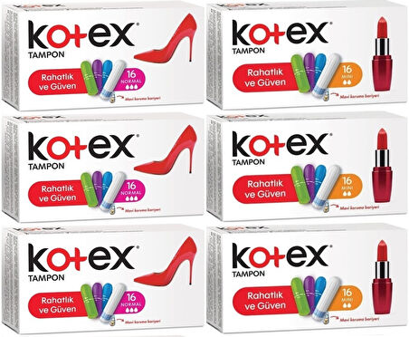 Kotex Tampon Normal - Mini 96 Lı Karma Set (6PK*16)