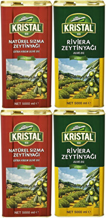 Kristal Zeytinyağı 20LT Natürel Sızma Soğuk Sıkım / Riviera (Teneke) (4PK*5LT)