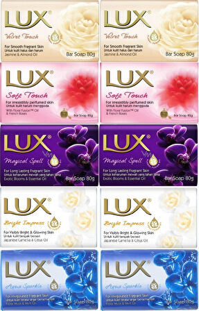 Lux Sabun 80GR (Karma 10 Lu Set) Soft Touch/Velvet Touch/Magicial Spell/Aqua Sparke/Bright Impress