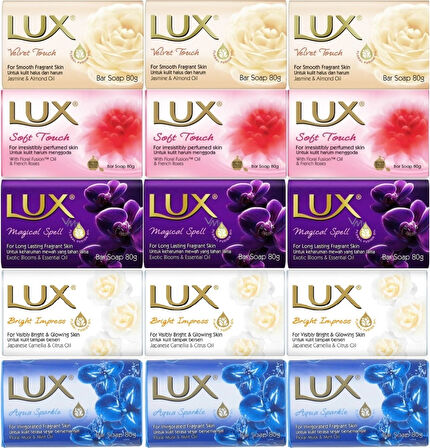 Lux Sabun 80GR (Karma 15 Li Set) Soft Touch/Velvet Touch/Magicial Spell/Aqua Sparke/Bright Impress