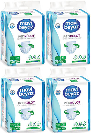 Mavi Beyaz Ped Emici Külot Hasta Bezi Medium Orta 120 Adet