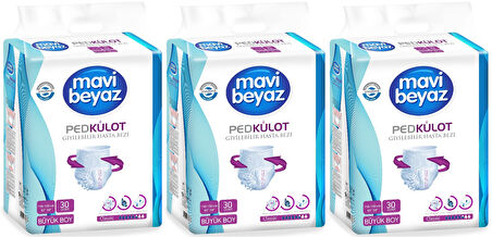 Mavi Beyaz Ped Emici Külot Hasta Bezi Large Büyük 90 Adet