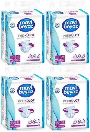 Mavi Beyaz Ped Emici Külot Hasta Bezi Large Büyük 120 Adet