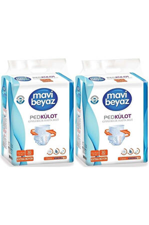 Mavi Beyaz Ped Külot Hasta Bezi XL 30 Adet x 2 Adet